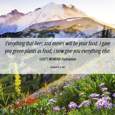 Picture 06 - Genesis 9:3 GW - Everything that lives and moves will be your - Bible Verse Picture