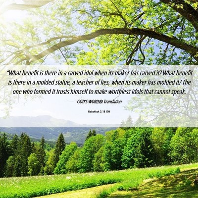 Picture 06 - Habakkuk 2:18 GW - “What benefit is there in a carved idol when - Bible Verse Picture