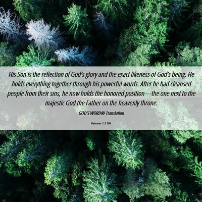 Picture 06 - Hebrews 1:3 GW - His Son is the reflection of God’s glory and - Bible Verse Picture