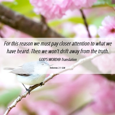 Picture 06 - Hebrews 2:1 GW - For this reason we must pay closer attention to - Bible Verse Picture