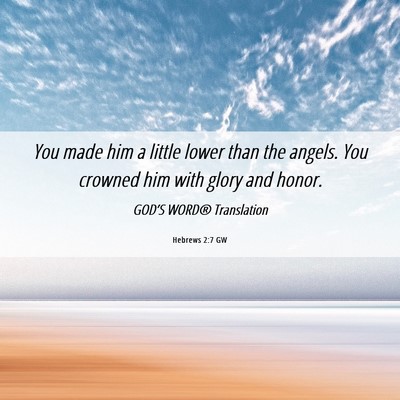 Picture 06 - Hebrews 2:7 GW - You made him a little lower than the angels. You - Bible Verse Picture