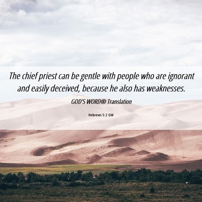 Picture 06 - Hebrews 5:2 GW - The chief priest can be gentle with people who - Bible Verse Picture
