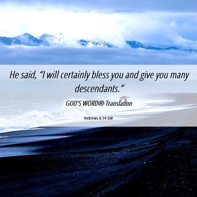 Picture 06 - Hebrews 6:14 GW - He said, “I will certainly bless you and give - Bible Verse Picture