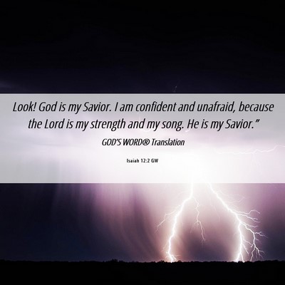 Picture 06 - Isaiah 12:2 GW - Look! God is my Savior. I am confident and - Bible Verse Picture