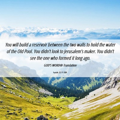 Picture 06 - Isaiah 22:11 GW - You will build a reservoir between the two walls - Bible Verse Picture