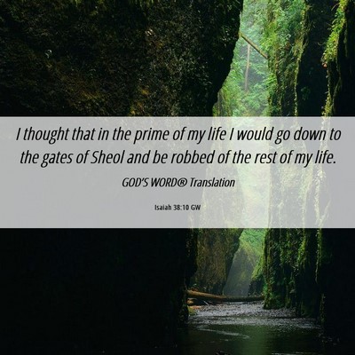 Picture 06 - Isaiah 38:10 GW - I thought that in the prime of my life I would go - Bible Verse Picture