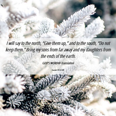 Picture 06 - Isaiah 43:6 GW - I will say to the north, “Give them up,” and - Bible Verse Picture