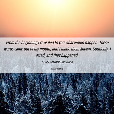 Picture 06 - Isaiah 48:3 GW - From the beginning I revealed to you what would - Bible Verse Picture