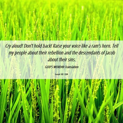 Picture 06 - Isaiah 58:1 GW - Cry aloud! Don’t hold back! Raise your voice - Bible Verse Picture
