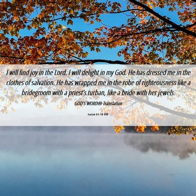 Picture 06 - Isaiah 61:10 GW - I will find joy in the Lord. I will delight in my - Bible Verse Picture