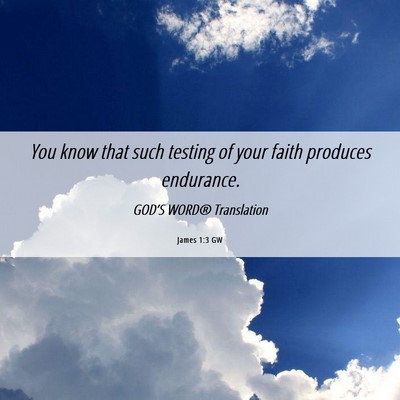 Picture 06 - James 1:3 GW - You know that such testing of your faith produces - Bible Verse Picture