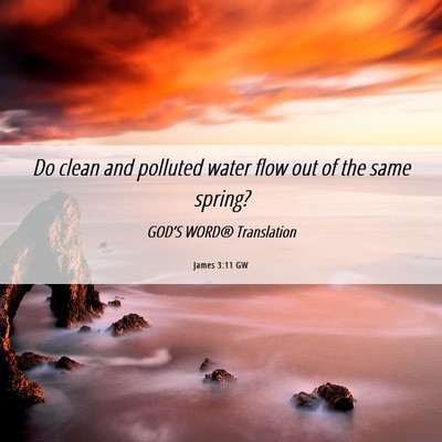 Picture 06 - James 3:11 GW - Do clean and polluted water flow out of the same - Bible Verse Picture