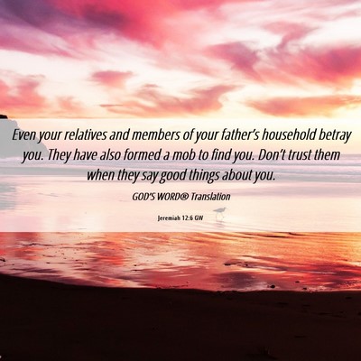 Picture 06 - Jeremiah 12:6 GW - Even your relatives and members of your - Bible Verse Picture