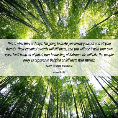 Picture 06 - Jeremiah 20:4 GW - This is what the Lord says: I’m going to make - Bible Verse Picture