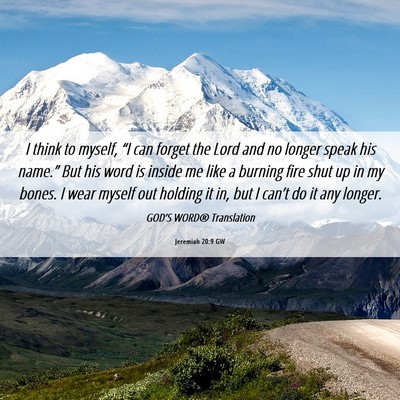 Picture 06 - Jeremiah 20:9 GW - I think to myself, “I can forget the Lord and - Bible Verse Picture