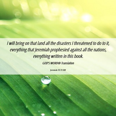 Picture 06 - Jeremiah 25:13 GW - I will bring on that land all the disasters I - Bible Verse Picture