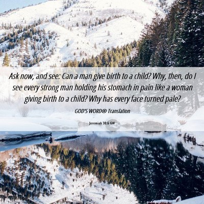 Picture 06 - Jeremiah 30:6 GW - Ask now, and see: Can a man give birth to a - Bible Verse Picture