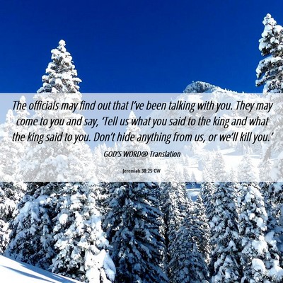 Picture 06 - Jeremiah 38:25 GW - The officials may find out that I’ve been - Bible Verse Picture