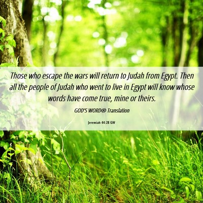 Picture 06 - Jeremiah 44:28 GW - Those who escape the wars will return to Judah - Bible Verse Picture
