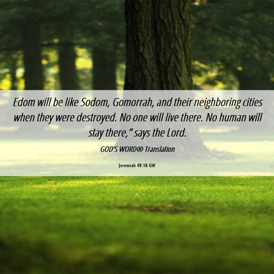 Picture 06 - Jeremiah 49:18 GW - Edom will be like Sodom, Gomorrah, and their - Bible Verse Picture