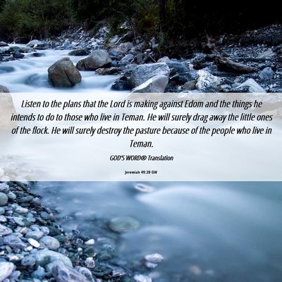 Picture 06 - Jeremiah 49:20 GW - Listen to the plans that the Lord is making - Bible Verse Picture