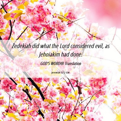 Picture 06 - Jeremiah 52:2 GW - Zedekiah did what the Lord considered evil, as - Bible Verse Picture
