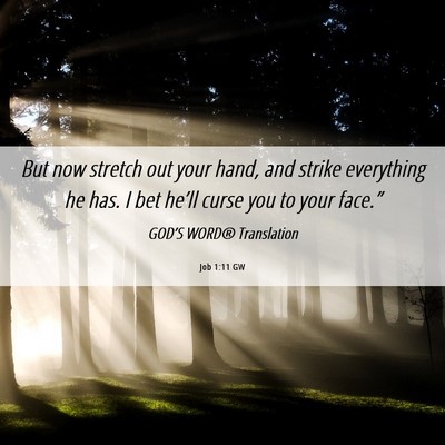 Picture 06 - Job 1:11 GW - But now stretch out your hand, and strike - Bible Verse Picture