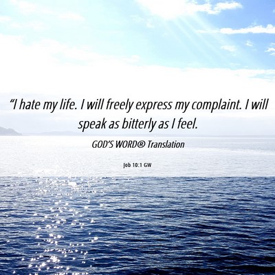 Picture 06 - Job 10:1 GW - “I hate my life. I will freely express my - Bible Verse Picture