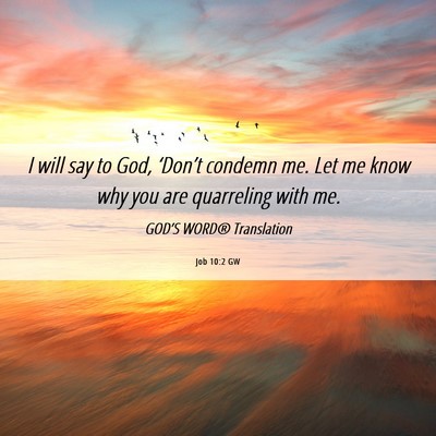 Picture 06 - Job 10:2 GW - I will say to God, ‘Don’t condemn me. Let me - Bible Verse Picture