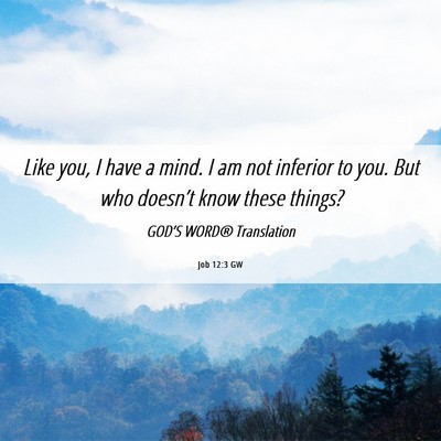 Picture 06 - Job 12:3 GW - Like you, I have a mind. I am not inferior to - Bible Verse Picture