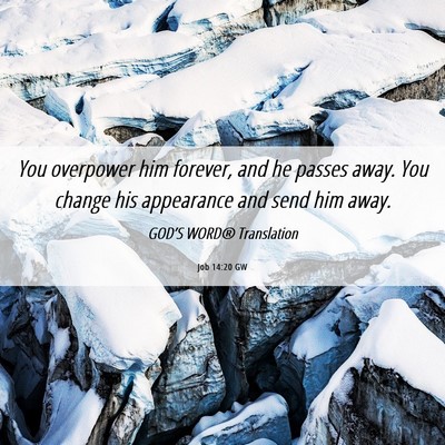 Picture 06 - Job 14:20 GW - You overpower him forever, and he passes away. - Bible Verse Picture