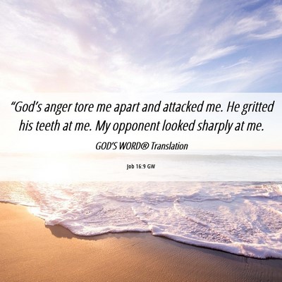 Picture 06 - Job 16:9 GW - “God’s anger tore me apart and attacked me. - Bible Verse Picture