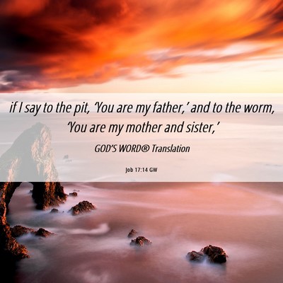 Picture 06 - Job 17:14 GW - if I say to the pit, ‘You are my father,’ and - Bible Verse Picture