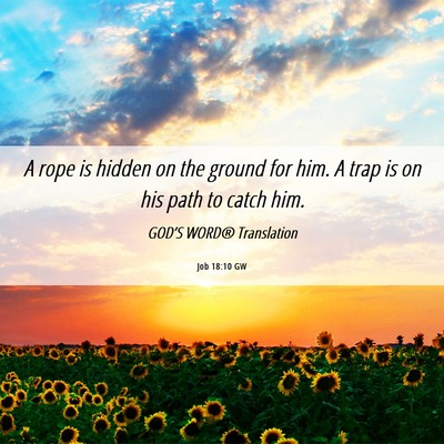 Picture 06 - Job 18:10 GW - A rope is hidden on the ground for him. A trap is - Bible Verse Picture
