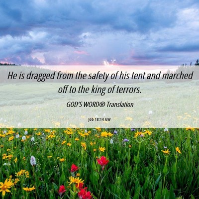 Picture 06 - Job 18:14 GW - He is dragged from the safety of his tent and - Bible Verse Picture