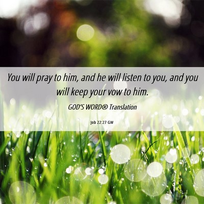Picture 06 - Job 22:27 GW - You will pray to him, and he will listen to you, - Bible Verse Picture