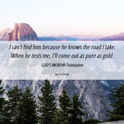 Picture 06 - Job 23:10 GW - I can’t find him because he knows the road I - Bible Verse Picture
