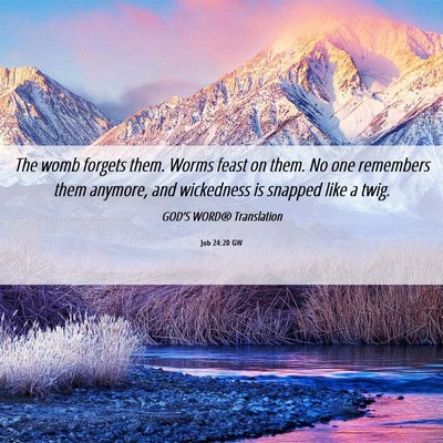 Picture 06 - Job 24:20 GW - The womb forgets them. Worms feast on them. No - Bible Verse Picture
