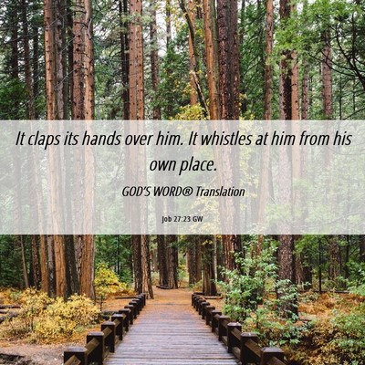 Picture 06 - Job 27:23 GW - It claps its hands over him. It whistles at him - Bible Verse Picture