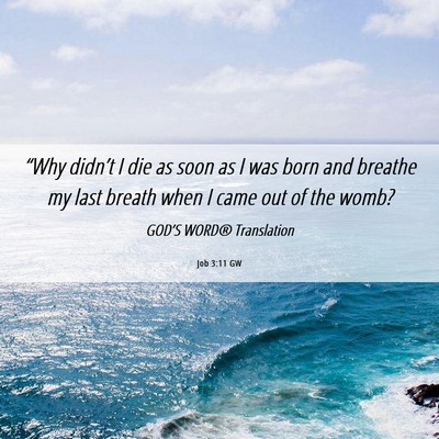 Picture 06 - Job 3:11 GW - “Why didn’t I die as soon as I was born and - Bible Verse Picture