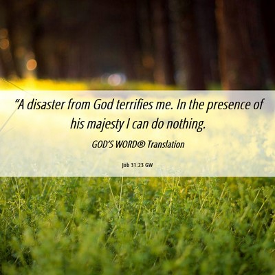 Picture 06 - Job 31:23 GW - “A disaster from God terrifies me. In the - Bible Verse Picture