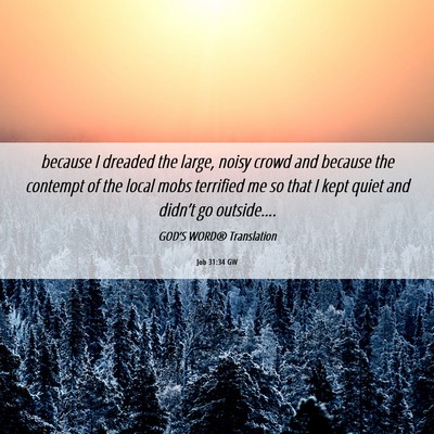 Picture 06 - Job 31:34 GW - because I dreaded the large, noisy crowd and - Bible Verse Picture