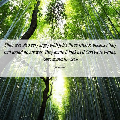 Picture 06 - Job 32:3 GW - Elihu was also very angry with Job’s three - Bible Verse Picture