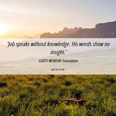 Picture 06 - Job 34:35 GW - ‘Job speaks without knowledge. His words show - Bible Verse Picture
