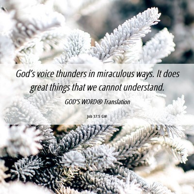 Picture 06 - Job 37:5 GW - God’s voice thunders in miraculous ways. It - Bible Verse Picture