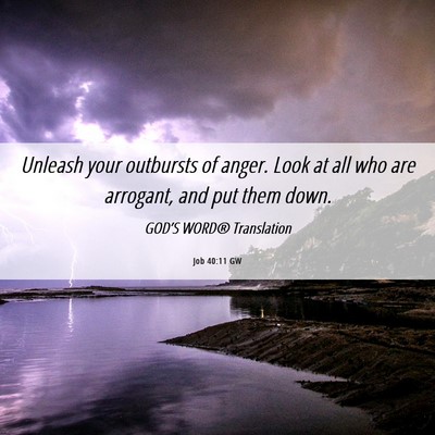 Picture 06 - Job 40:11 GW - Unleash your outbursts of anger. Look at all who - Bible Verse Picture