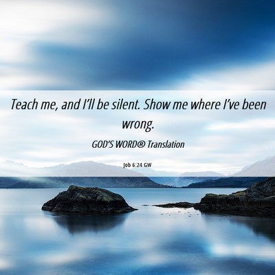 Picture 06 - Job 6:24 GW - Teach me, and I’ll be silent. Show me where - Bible Verse Picture