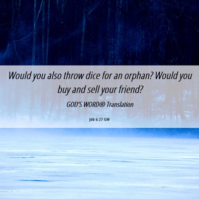 Picture 06 - Job 6:27 GW - Would you also throw dice for an orphan? Would - Bible Verse Picture