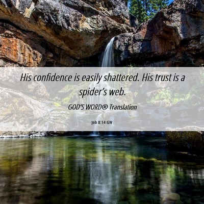 Picture 06 - Job 8:14 GW - His confidence is easily shattered. His trust is - Bible Verse Picture