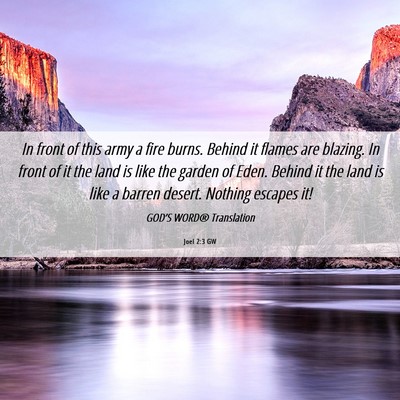 Picture 06 - Joel 2:3 GW - In front of this army a fire burns. Behind it - Bible Verse Picture
